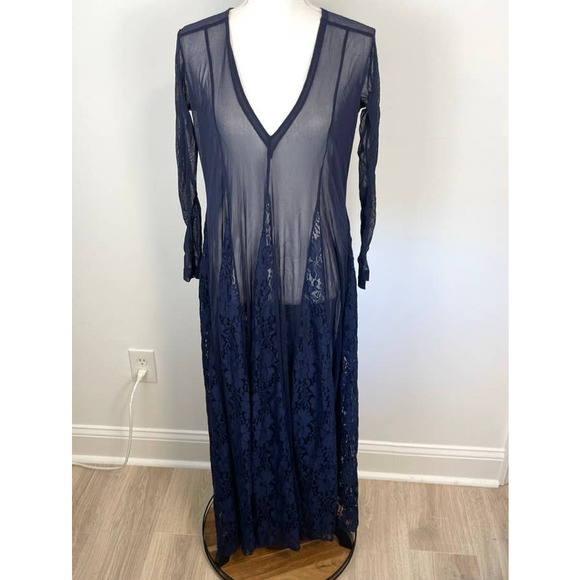 We Are HAH Mama C Sheer Lace Slip Maxi Dress In Navy Size XS New - Picture 3 of 16